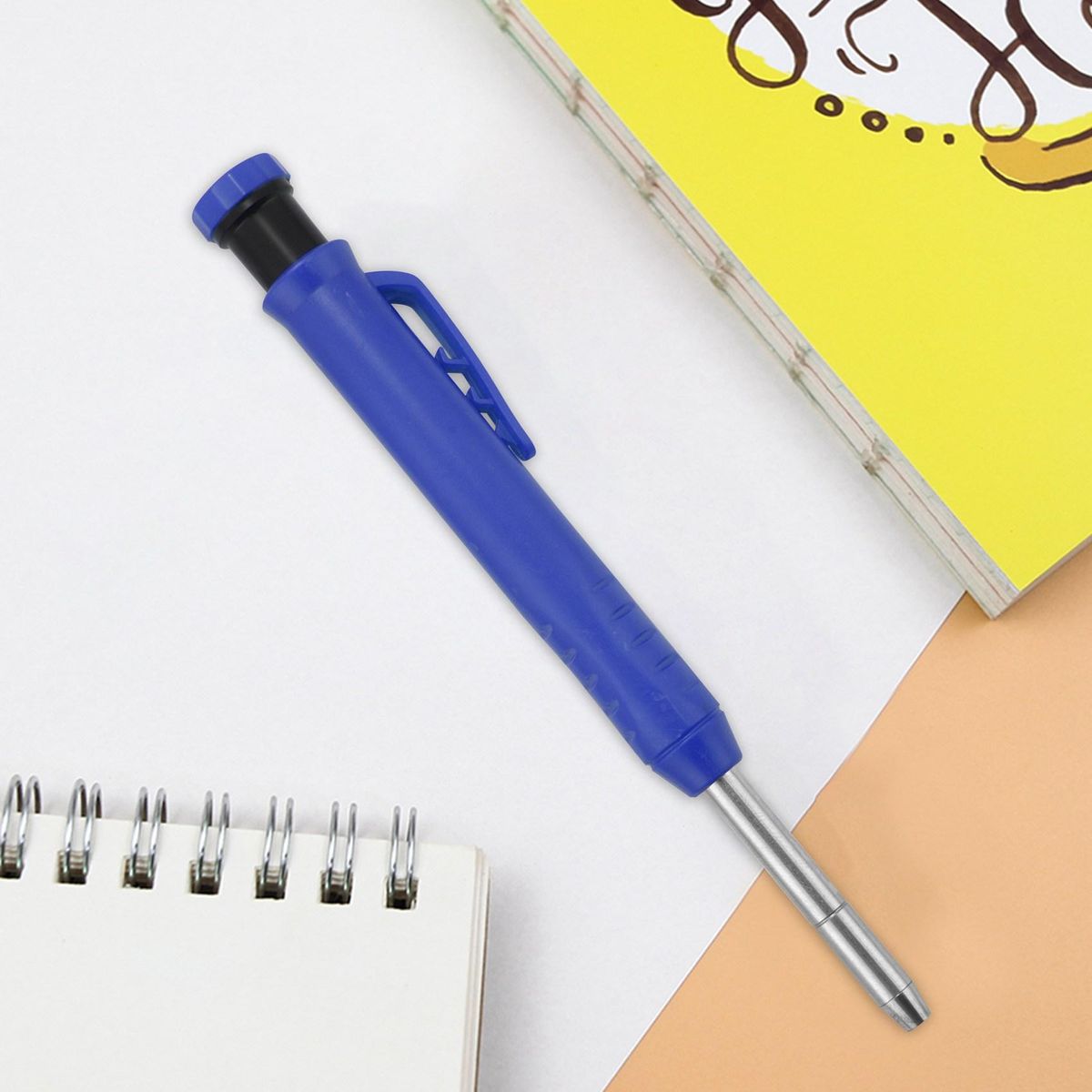 Solid Carpenter Pencil Set with 7 Refill Set Leads Built-in