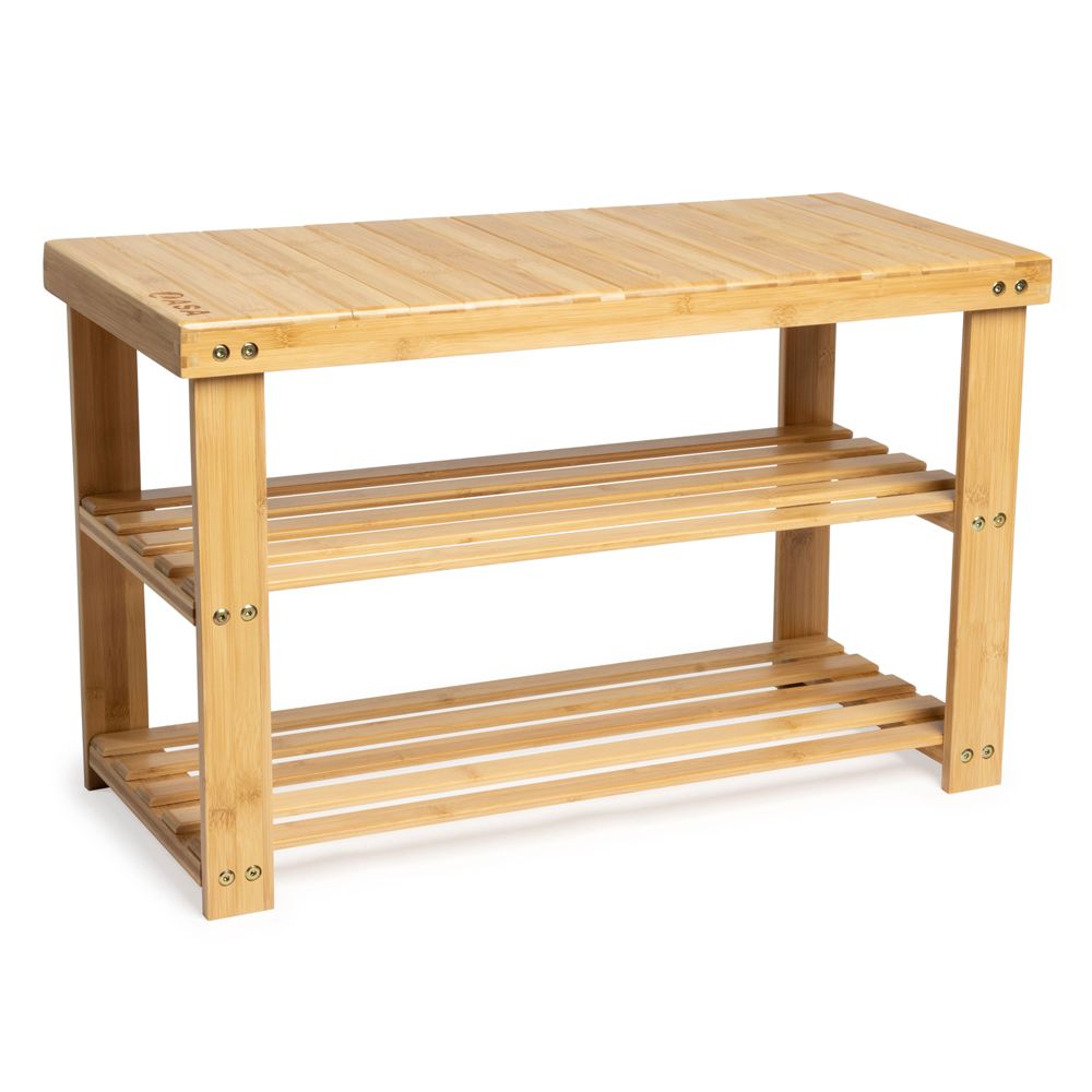 3 TIER BAMBOO SHOE BENCH STORAGE SHELF