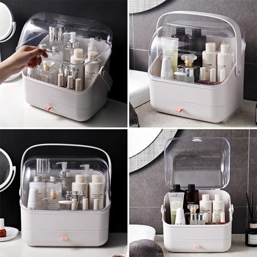 Large Capacity Cosmetic Storage Box Waterproof Dustproof Bathroom Desktop Beauty Makeup Organizer Jewelry Makeup Container
