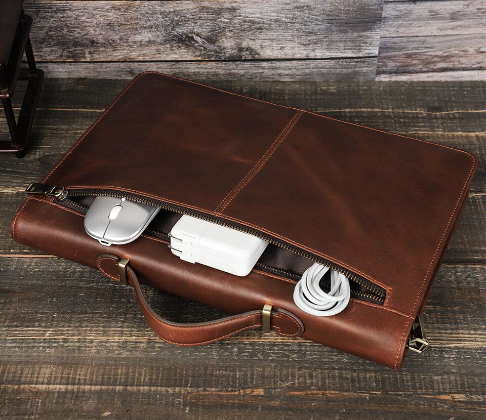Leather Zipper Folio Laptop Case For Macbook Air 13.3 Inch