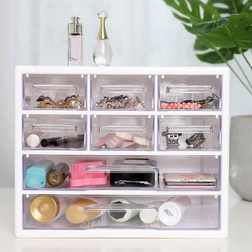 9 Grid Jewelry Storage Box Drawer Cosmetic Organizer Earrings Necklace Stationery Storage Multi Function Plastic Box Office