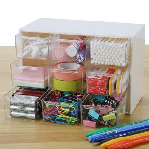 9 Grid Jewelry Storage Box Drawer Cosmetic Organizer Earrings Necklace Stationery Storage Multi Function Plastic Box Office