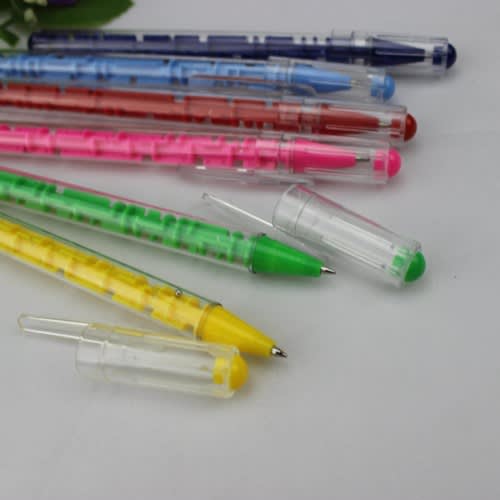 Maze Puzzle Ballpoint Blue Ink Pen With Silver Stress Balls - 10 Pcs