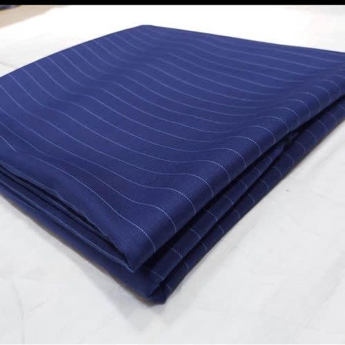 Cashmere Material - Navy Blue Stripe - 4 Yards