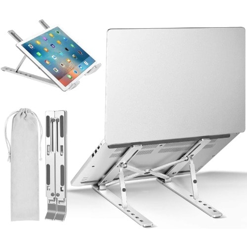 Creative Folding Storage Bracket Adjustable Laptop And Tablet Stand - White