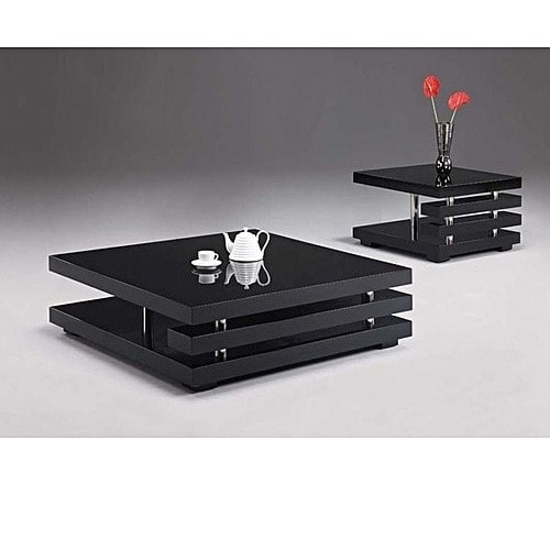 Center Table With Free Two Side Stool - Black