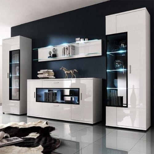 Contemporary Room Set In White High Gloss