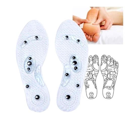 Silicon Magnetic Foot Insoles Acupressure Magnetic Insoles - White