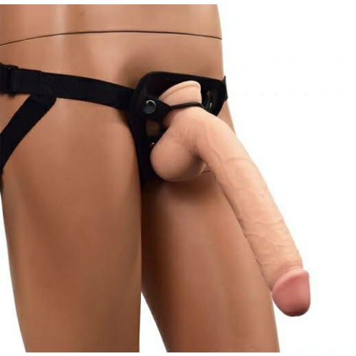 Dildo With Strap On Harness Pant Set -fair - 10