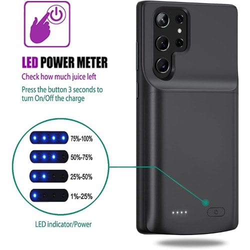 Slim Portable Rechargeable Battery Charging Case For Samsung Galaxy S22 Ultra