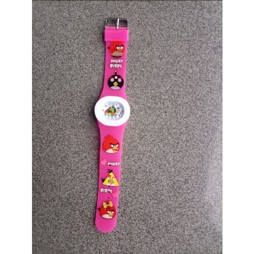Angry Birds Children Cartoon Character Analog Watch - Pink