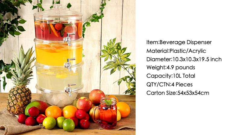 3-Tier Water Beverage Juice Tea Dispenser