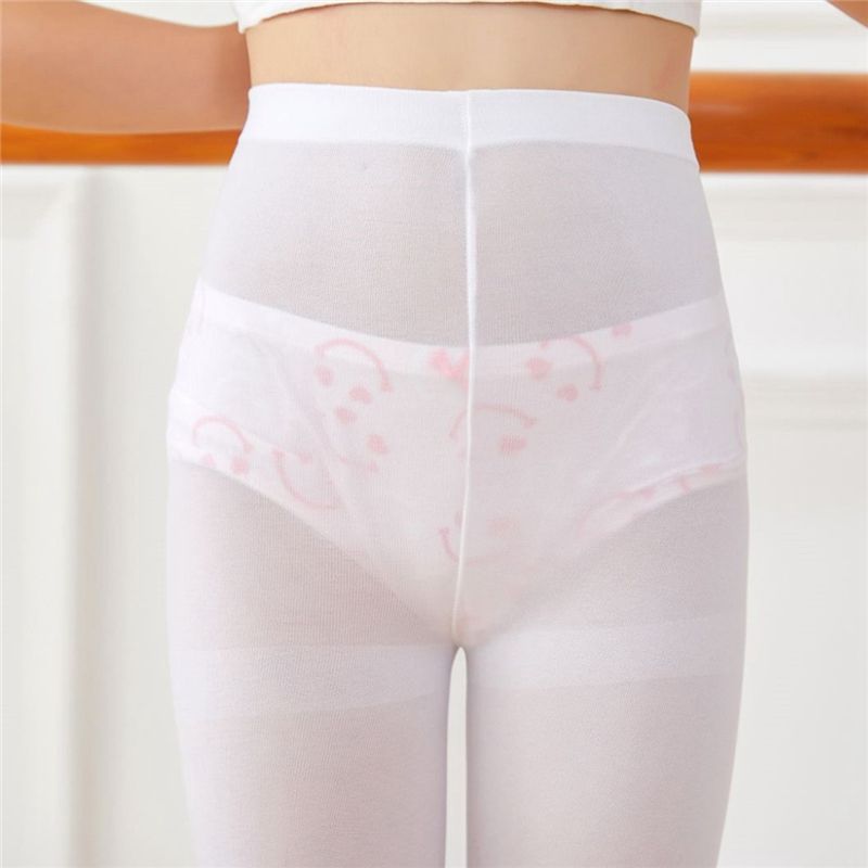 White Kids Girls Velvet Ballet Tights Dance Socks Dance Leggings M