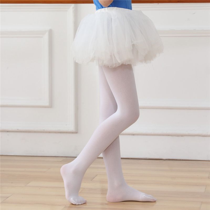 White Kids Girls Velvet Ballet Tights Dance Socks Dance Leggings M