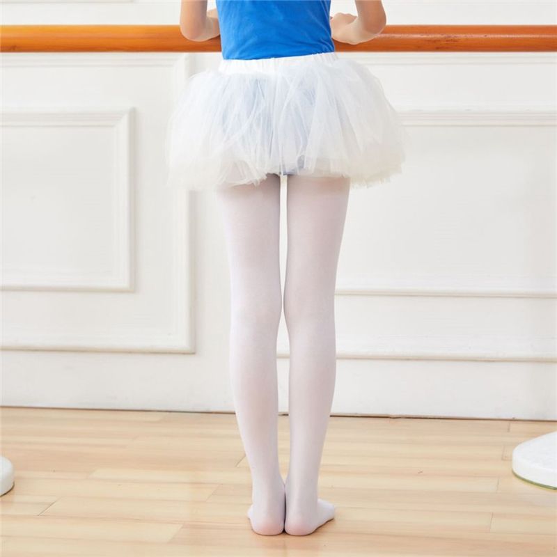 White Kids Girls Velvet Ballet Tights Dance Socks Dance Leggings M