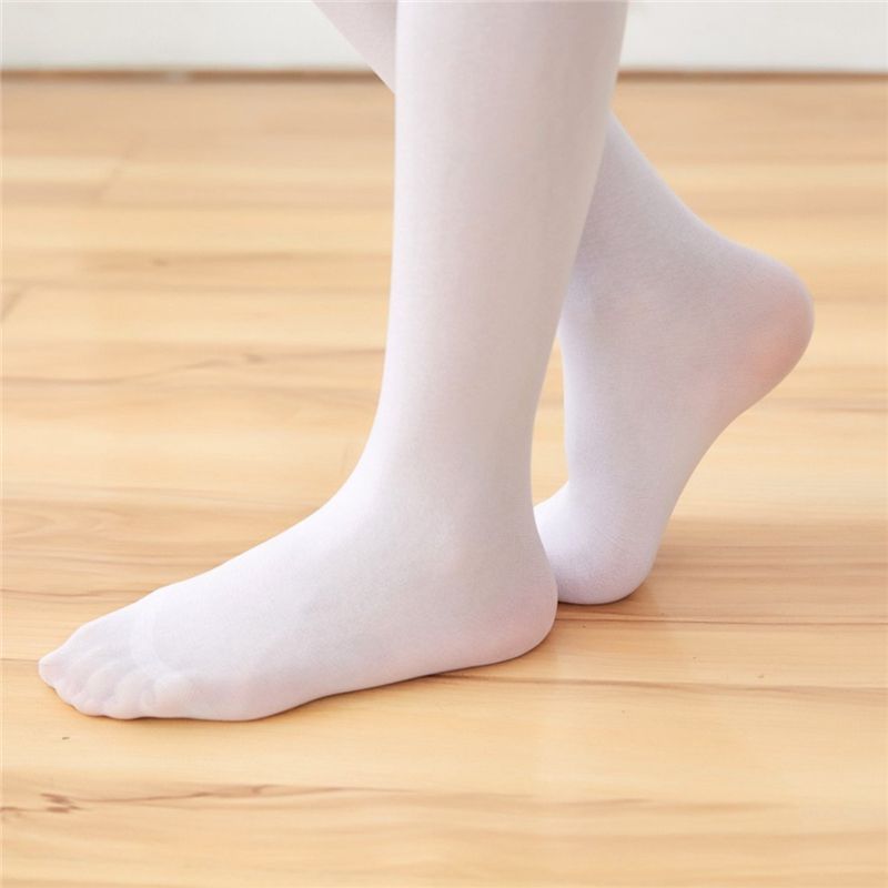 White Kids Girls Velvet Ballet Tights Dance Socks Dance Leggings M