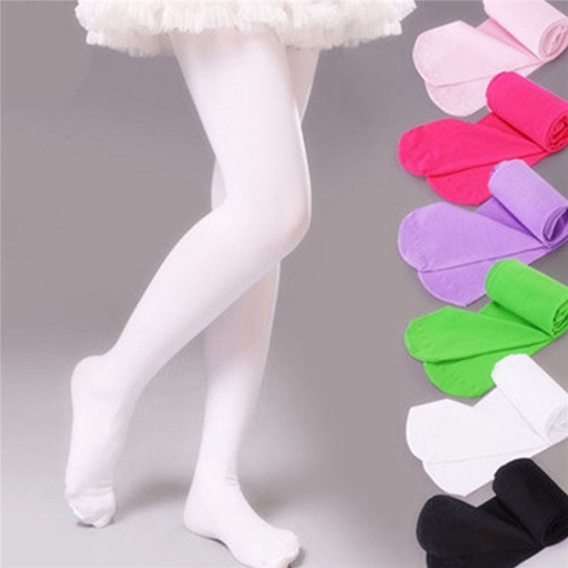White Kids Girls Velvet Ballet Tights Dance Socks Dance Leggings M