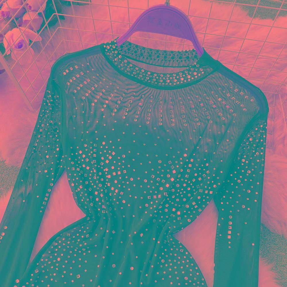 Spring and Autumn Pure Desire Wind INS Design Sense Heavy Industry Hot Rolled Diamond Long Sleeve