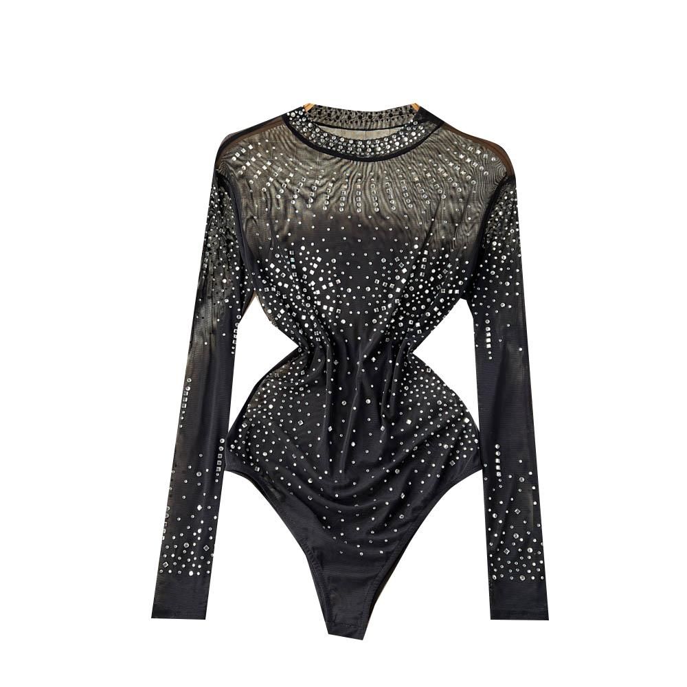 Spring and Autumn Pure Desire Wind INS Design Sense Heavy Industry Hot Rolled Diamond Long Sleeve
