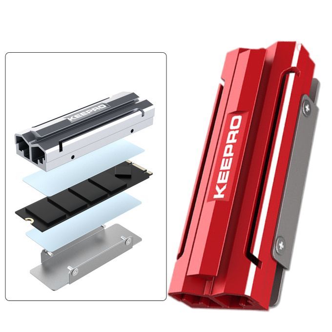Aluminum Heatsinks Thermal Pads For M.2 2280 SSD Hard Drive Heat Red