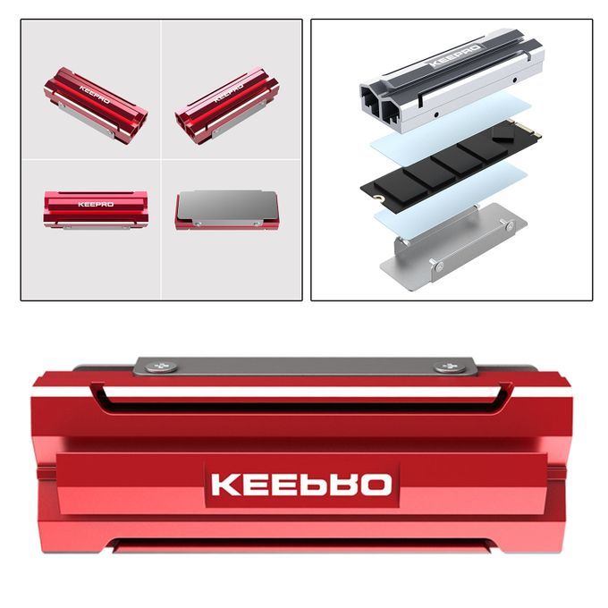 Aluminum Heatsinks Thermal Pads For M.2 2280 SSD Hard Drive Heat Red