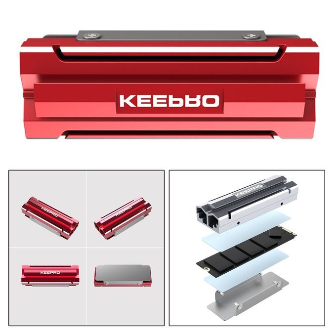 Aluminum Heatsinks Thermal Pads For M.2 2280 SSD Hard Drive Heat Red