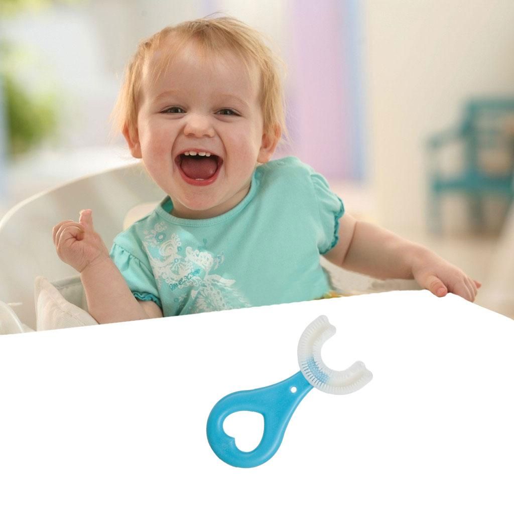 Kids Toothbrush U-Shape Sillicone Mouth Brush 360° Blue 2-6 Years