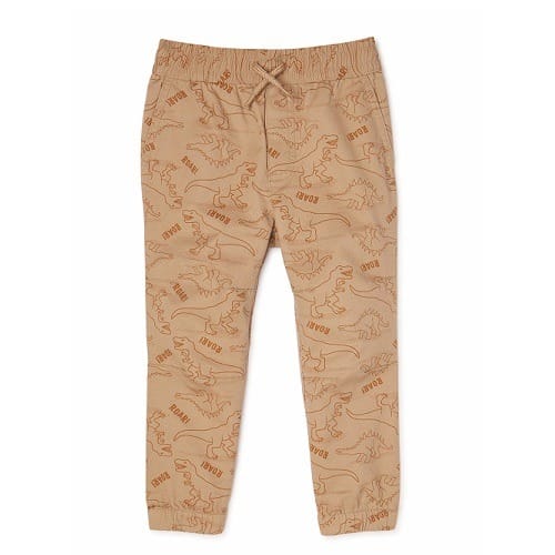 Toddler Boys Solid Woven Joggers - Brown Dino