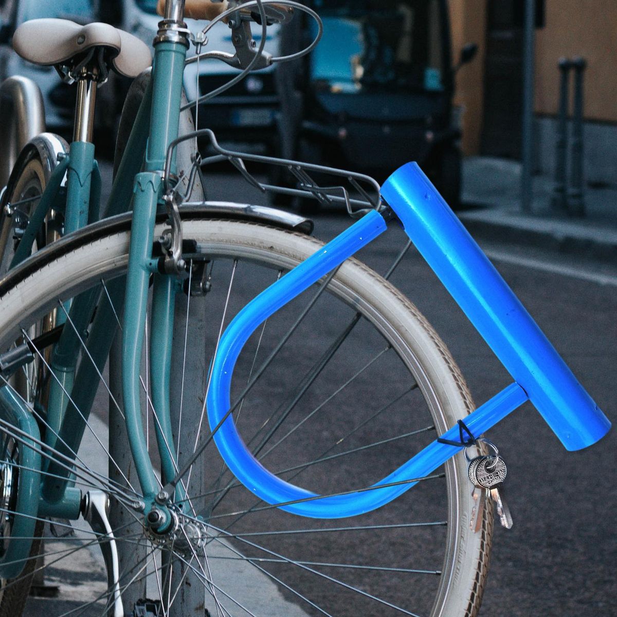 Sturdy Bike U Lock With Key, Heavy Duty Steel