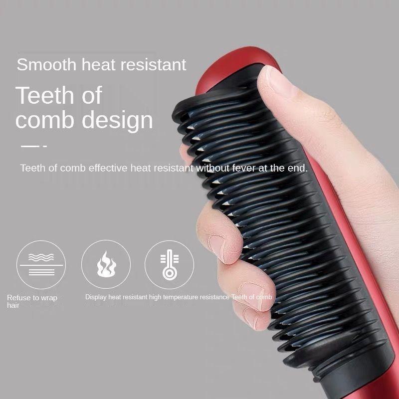Multifunctional Hair Straightening Brush Men Beard Straightener Heated Brush Ceramic Curler Hot Comb Straight Electric Hairbrush  No Box