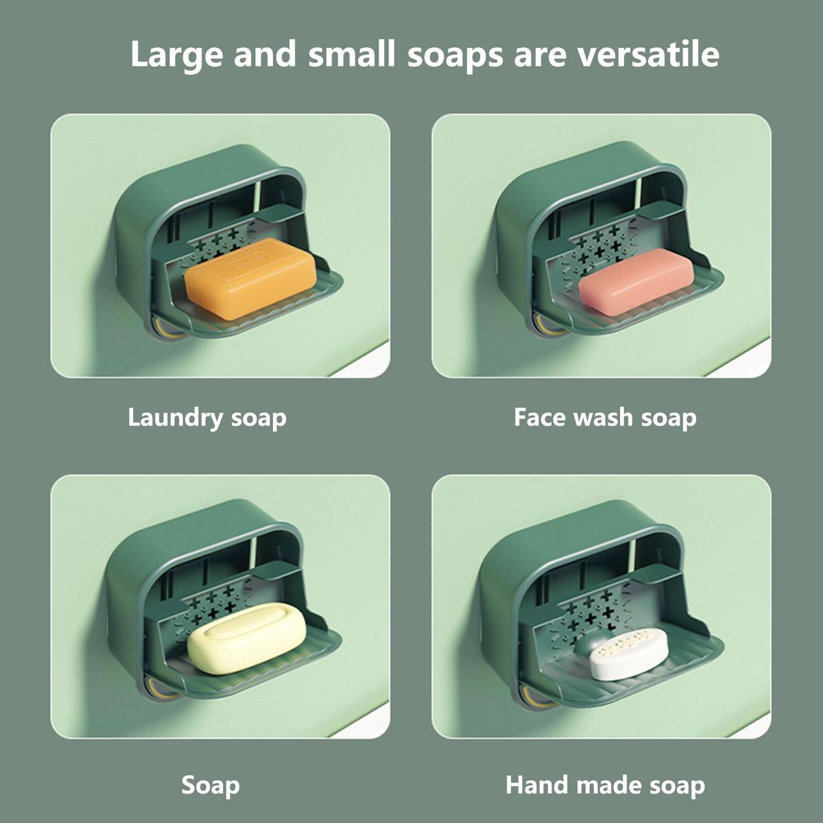 Soap Drain Rack Wall Hanging Flip-Top Soap Storage Rack Green