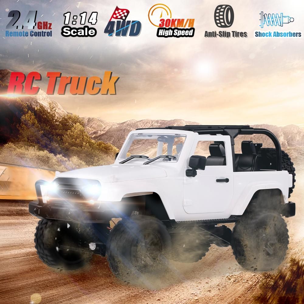 F2 RC Car 1/14 Scale Remote Control Truck Convertible 4WD 2.4GHz Off Road RC Trucks 30km/h High Speed Vehicle Crawler with LED Light RC Racing Car for Kids Adults