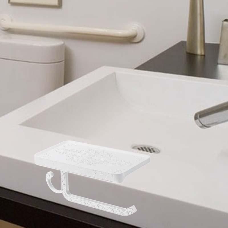 1Pcs Stainless Steel Wall Mounted Toilet Roll Tissue Holder Stand Phone Shelf Bathroom Paper Holder