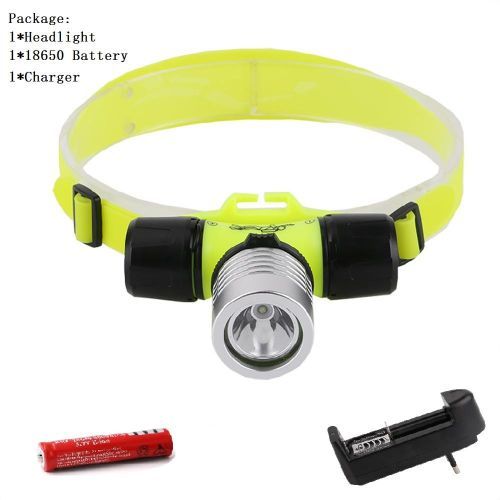 Underwater 20M Diving Diver Headlight Torch LED Headlamp Rotation Head Waterproof Rechargeable 18650 Battery White Light BIL