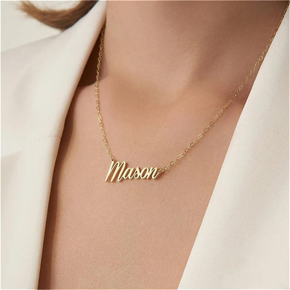 Custom Name Necklace for Women Personalised Nameplate Pendant Cross Chains Chokers 18k Gold Plated Stainless Steel Jewelry Gifts