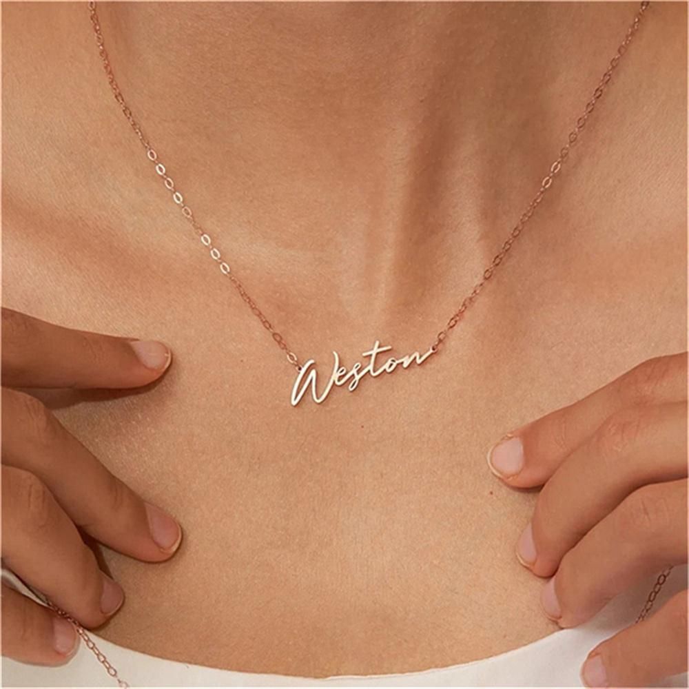 Custom Name Necklace for Women Personalised Nameplate Pendant Cross Chains Chokers 18k Gold Plated Stainless Steel Jewelry Gifts