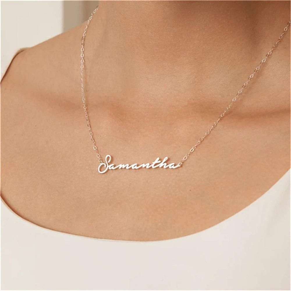 Custom Name Necklace for Women Personalised Nameplate Pendant Cross Chains Chokers 18k Gold Plated Stainless Steel Jewelry Gifts