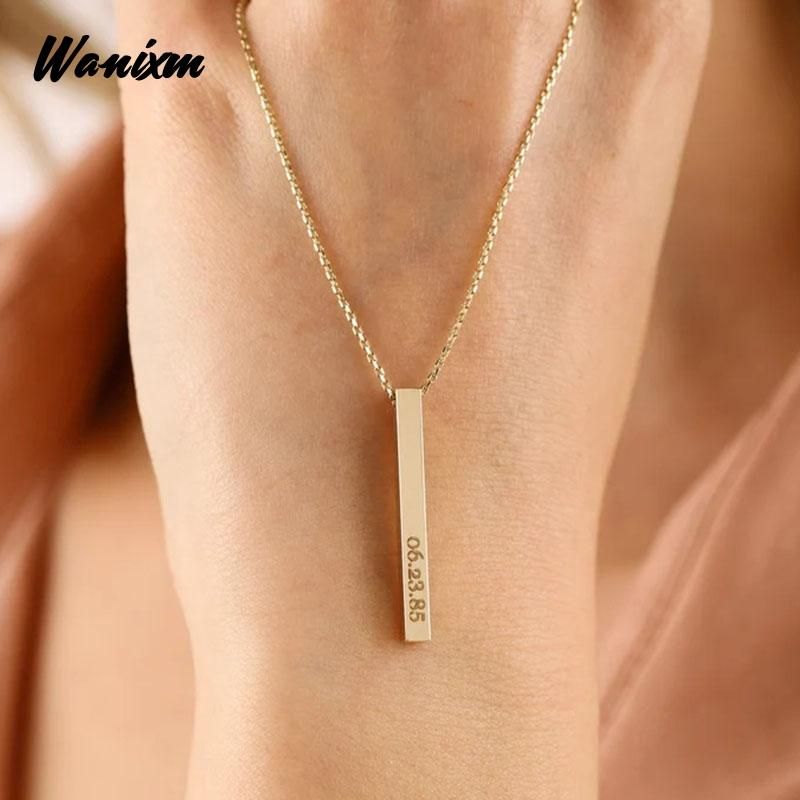 Personalized Custom Engraved Name Necklaces for Women Fashion Stainless Steel Anchor Heart Bar Necklace Pendant Memorial Jewelry