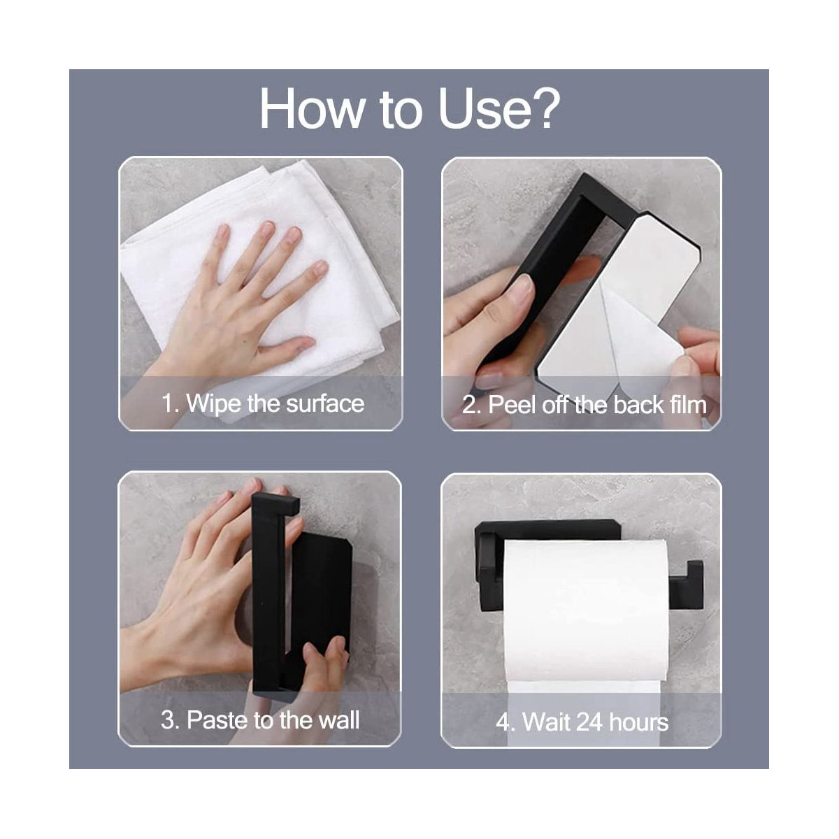 Toilet Paper Holder No Drilling Toilet Paper Holder Black 3