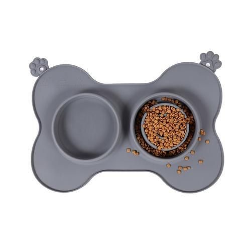 Dogs Food Slow Feeder Dish Set 2Pcs Detachable Silicone Bowls With Feeding Mat Anti Skid And No Spill Design For Pets