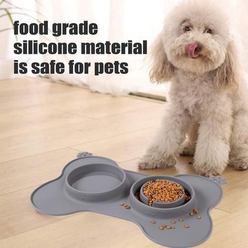 Dogs Food Slow Feeder Dish Set 2Pcs Detachable Silicone Bowls With Feeding Mat Anti Skid And No Spill Design For Pets