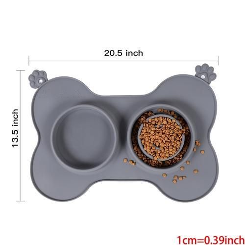 Dogs Food Slow Feeder Dish Set 2Pcs Detachable Silicone Bowls With Feeding Mat Anti Skid And No Spill Design For Pets