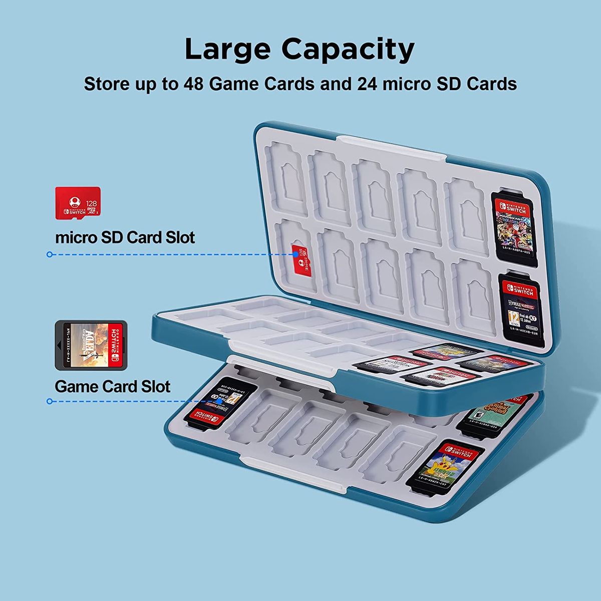 48 In 1 For Nintendo Switch OLED LITE Accessories Cute Game Card Case SD Cards Pink Shell Switch Storage Box For Nintendo Switch