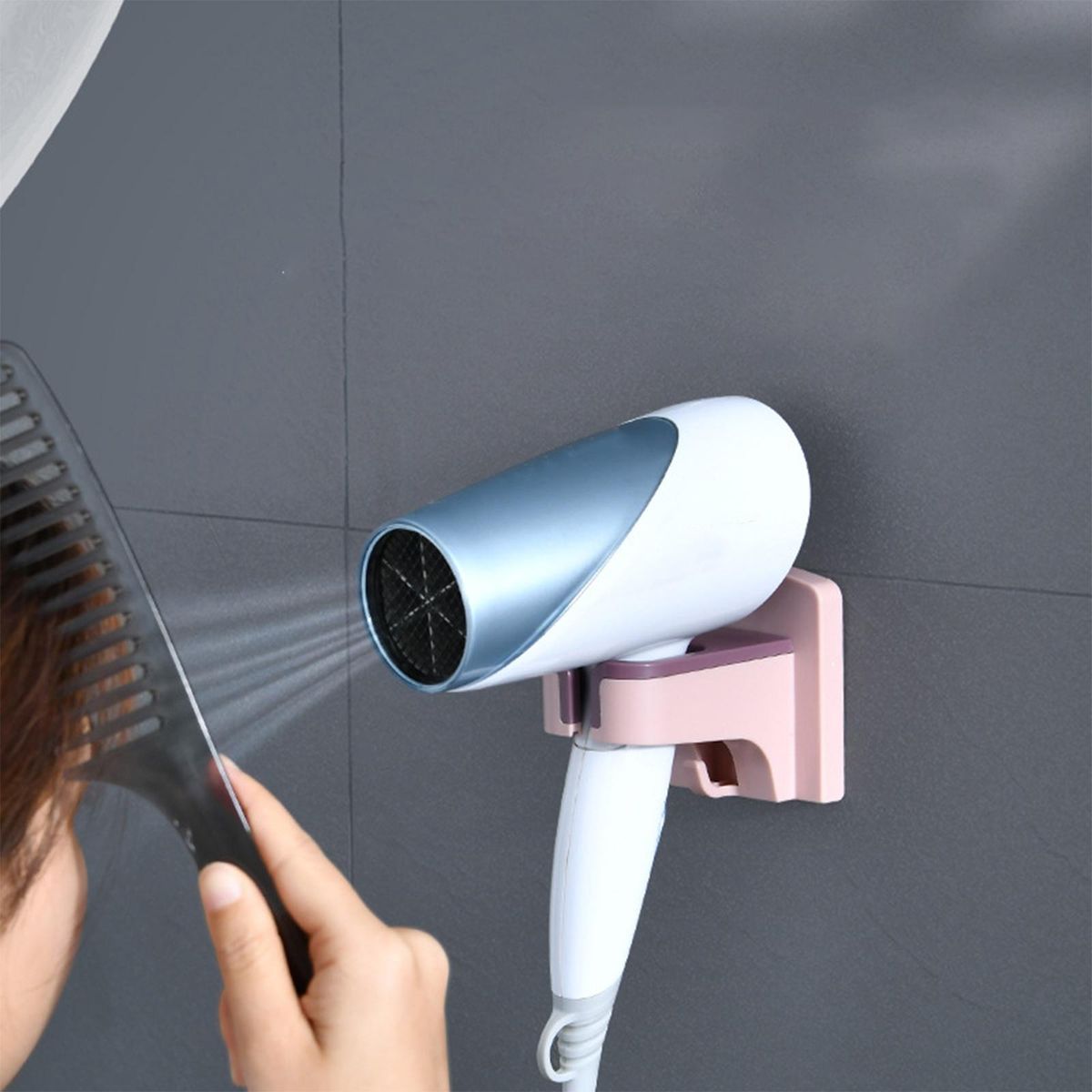 Hair Dryer Holder Organizer Bracket Stand Hairdryer Shelf Salons Pink