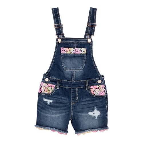 Girls Tie Dye Lace Distressed Dungarees
