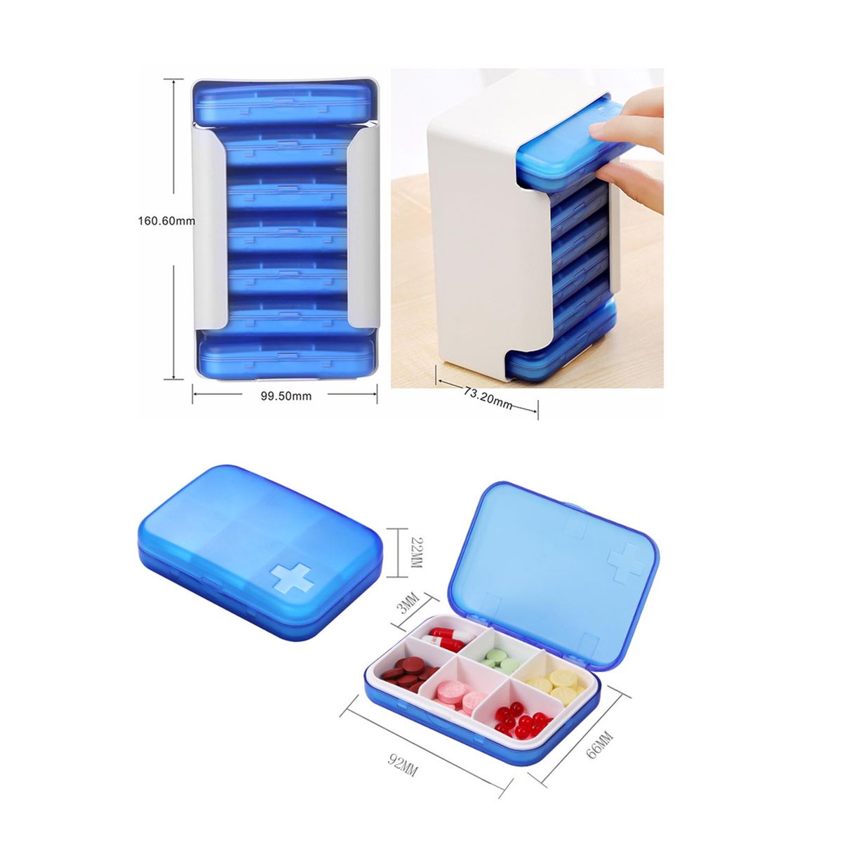 Weekly Pill Organizer 7 Days Portable Daily Pill Cases For