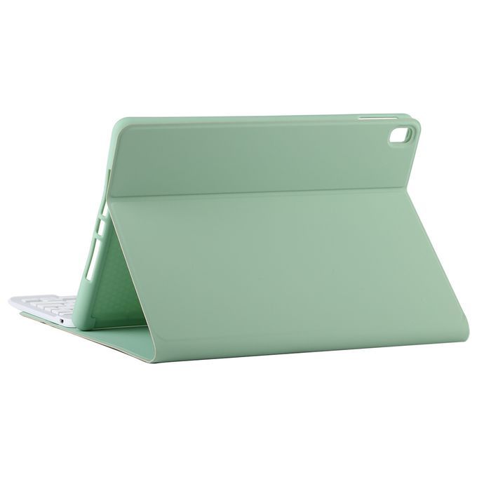 TG11B Detachable Bluetooth White Keyboard + Microfiber Leather Protective Case For IPad Pro 11 Inch (2020), With Pen Slot & Holder (Green)
