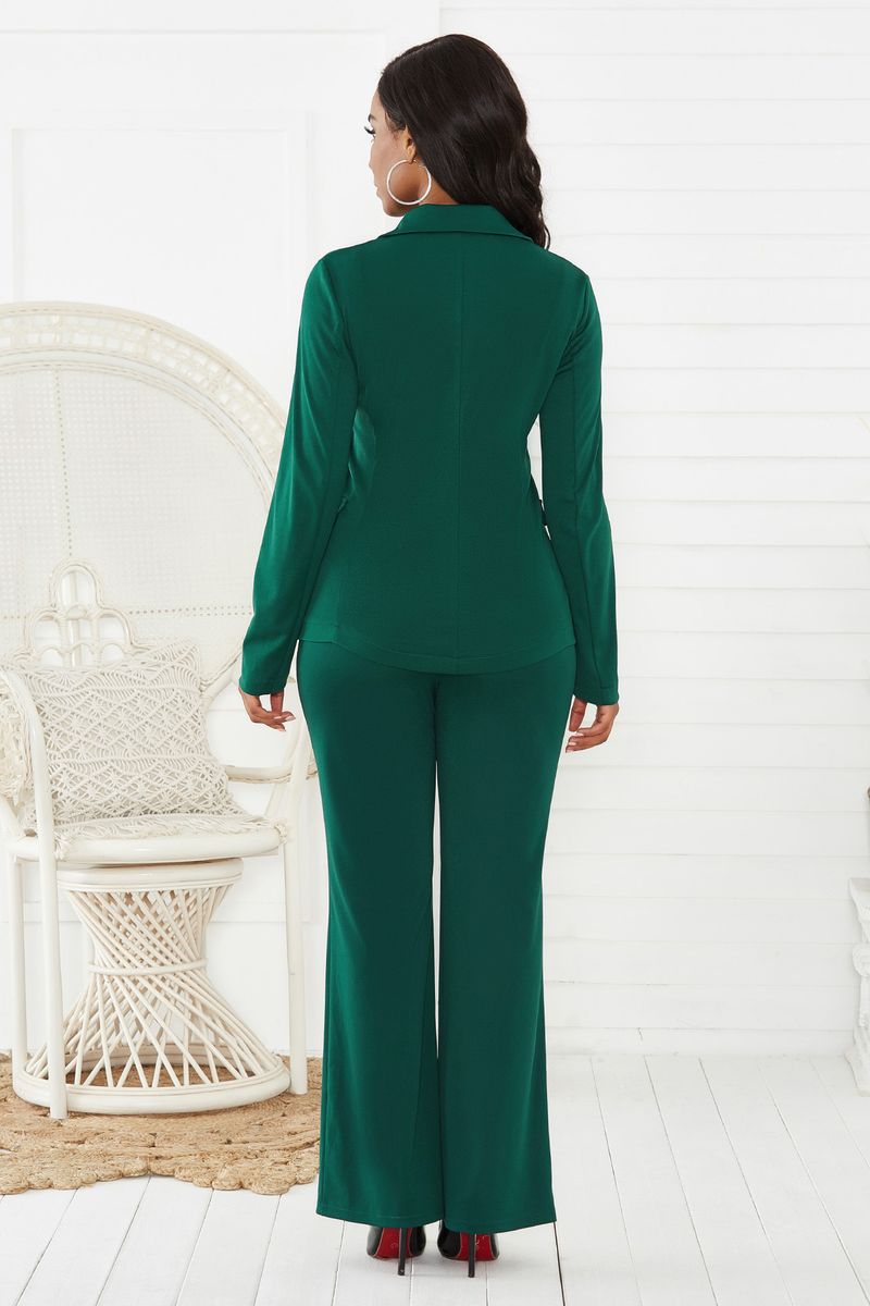 Two-piece Set Women Solid Stretch Business Long Sleeve Lady Suits+Straight Pants