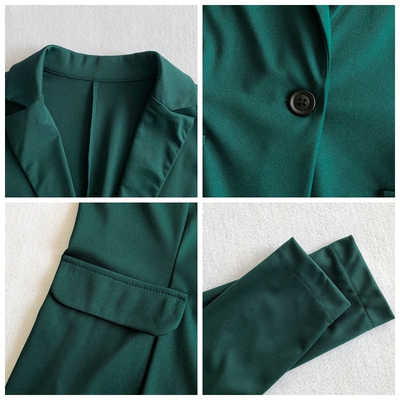 Two-piece Set Women Solid Stretch Business Long Sleeve Lady Suits+Straight Pants