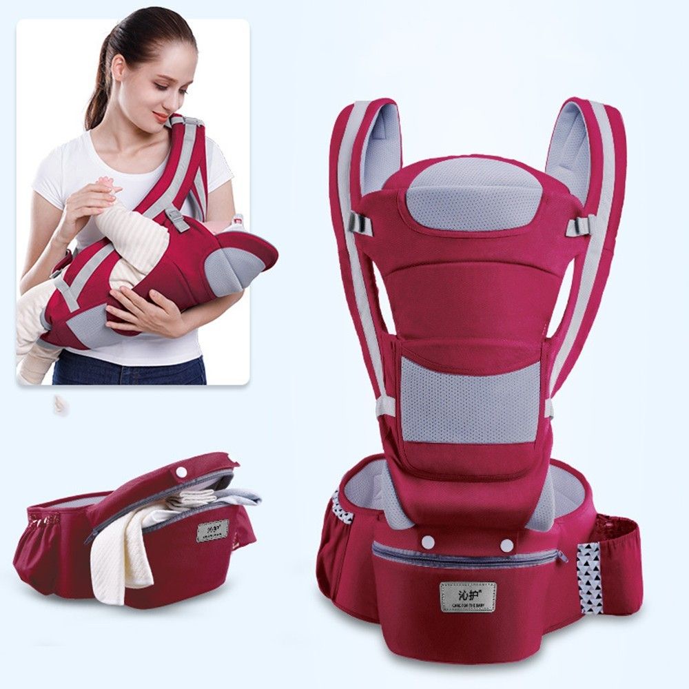 0-48M Ergonomic Baby Carrier Backpack Infant Baby Hipseat Carrier Front Facing Ergonomic Kangaroo Baby Wrap Sling Travel Red